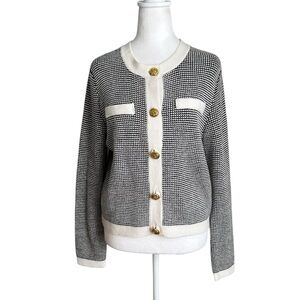 Carol Rose Women's Black & White Button Down Sweater Cardigan  Size PL NWT